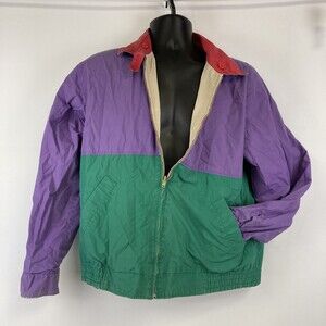 VTG 80s Lakeland Mens Reversible Windbreaker 40 Color Block Dadcore Gorp Jacket